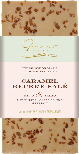 Caramel Beurre Salé, Handgeschöpfte weiße Schokolade | GMEINER CHOCOLATIER