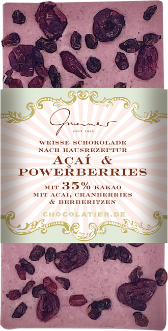Açaí & Powerberries, Handgeschöpfte weiße Schokolade | GMEINER CHOCOLATIER