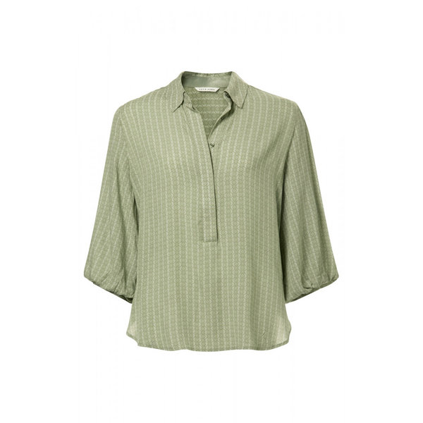 PRINTED TOP seagras green, Kurzarm Bluse | YAYA FASHION