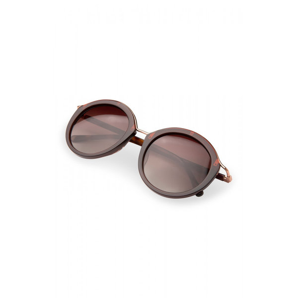 Sonnenbrille mit Nasensteg aus Metall - Bungee Cord Brown | YAYA FASHION