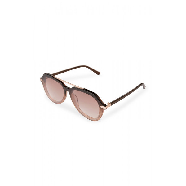 Retro-Sonnenbrille mit Nasensteg aus Metall - Bungee Cord Brown Dessin | YAYA FASHION