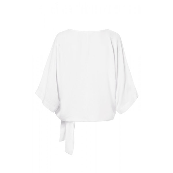 SHORT SLEEVE TOP pure white, mit Knotendetail | YAYA Fashion