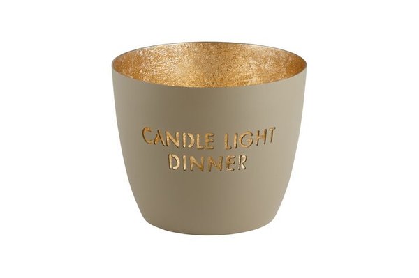 CANDLE LIGHT DINNER, sandstone/gold - Windlicht