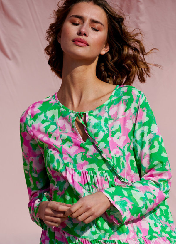 IMOGENE green/pink, langes Kleid | NOELLA FASHION