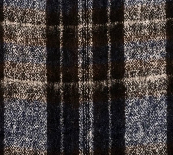 CHECK BLUE Decke mit Fransen | Woll-/Alpaka-Plaid