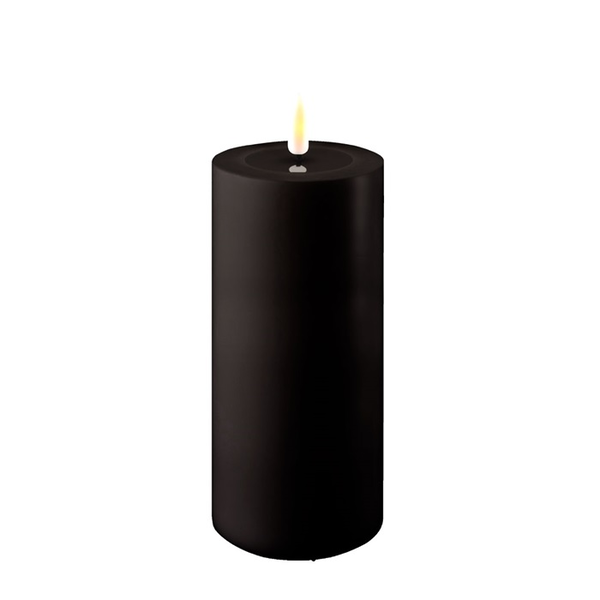 Schwarz 7,5x15 cm, Stumpenkerze OUTDOOR | DELUXE HOMEART LED-Kerze
