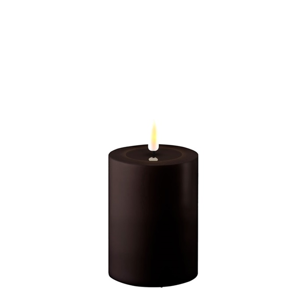 Schwarz 7,5x10 cm, Stumpenkerze OUTDOOR | DELUXE HOMEART LED-Kerze