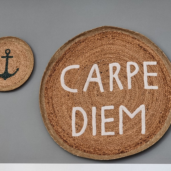 CARPE DIEM | Wand/Tischdeko-Teller aus Jute